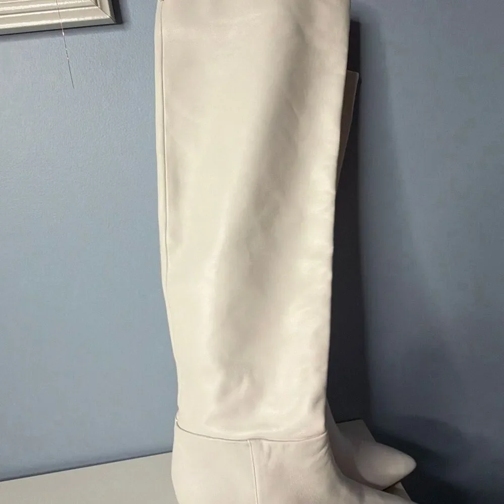 Sam Edelman Hutton White Knee High Leather Boots Woman’s 9